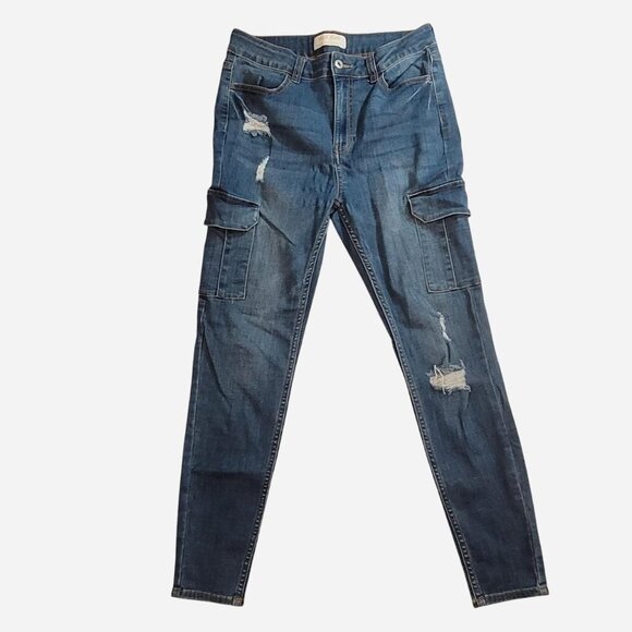 Wax Jean Women’s Distressed Cargo Denim – Size 11 - Picture 1 of 6